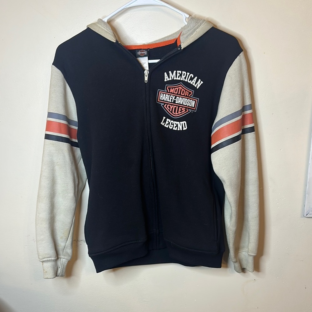 Harley-Davidson Black and Cream Hoodie
